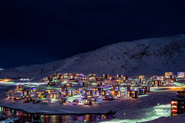 winter in the city, Colorful Nuuk Greenland.