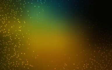 Dark Green, Yellow vector background with galaxy stars. Shining illustration with sky stars on abstract template. Pattern for futuristic ad, booklets.