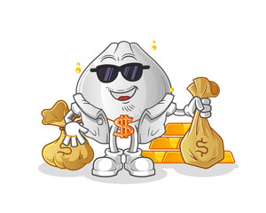 meat bun rich character. cartoon mascot vector