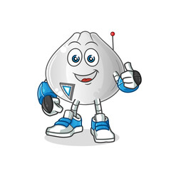 meat bun robot character. cartoon mascot vector