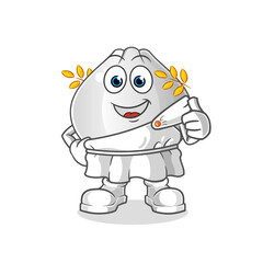 meat bun with traditional greek clothing cartoon. cartoon mascot vector
