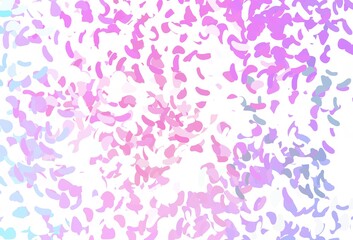 Light Pink, Blue vector pattern with chaotic shapes.