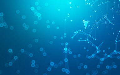 Abstract background. Molecules technology with polygonal shapes, connecting dots and lines. Connection structure. Big data visualization.