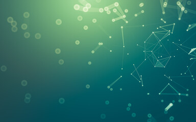 Abstract background. Molecules technology with polygonal shapes, connecting dots and lines. Connection structure. Big data visualization.