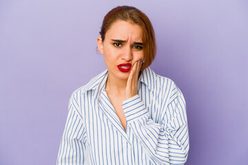 Young arab mixed race woman having a strong teeth pain, molar ache.