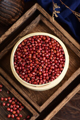 Red beans on the background of retro Chinese style