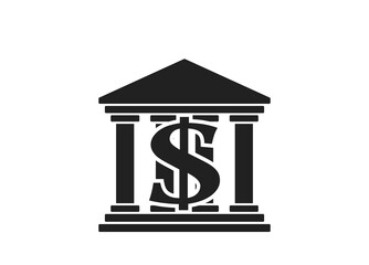 bank icon with dollar sign. isolated vector finance and banking symbol