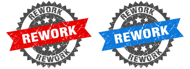 rework band sign. rework grunge stamp set