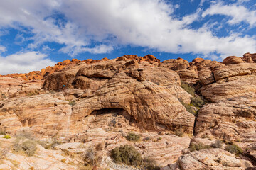 Sunny view of the beautiful landscape of Calico Basin area of Red Rock Canyon