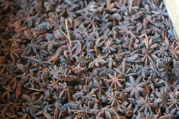Box of star anise at market
