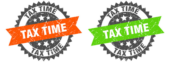 Obraz premium tax time band sign. tax time grunge stamp set