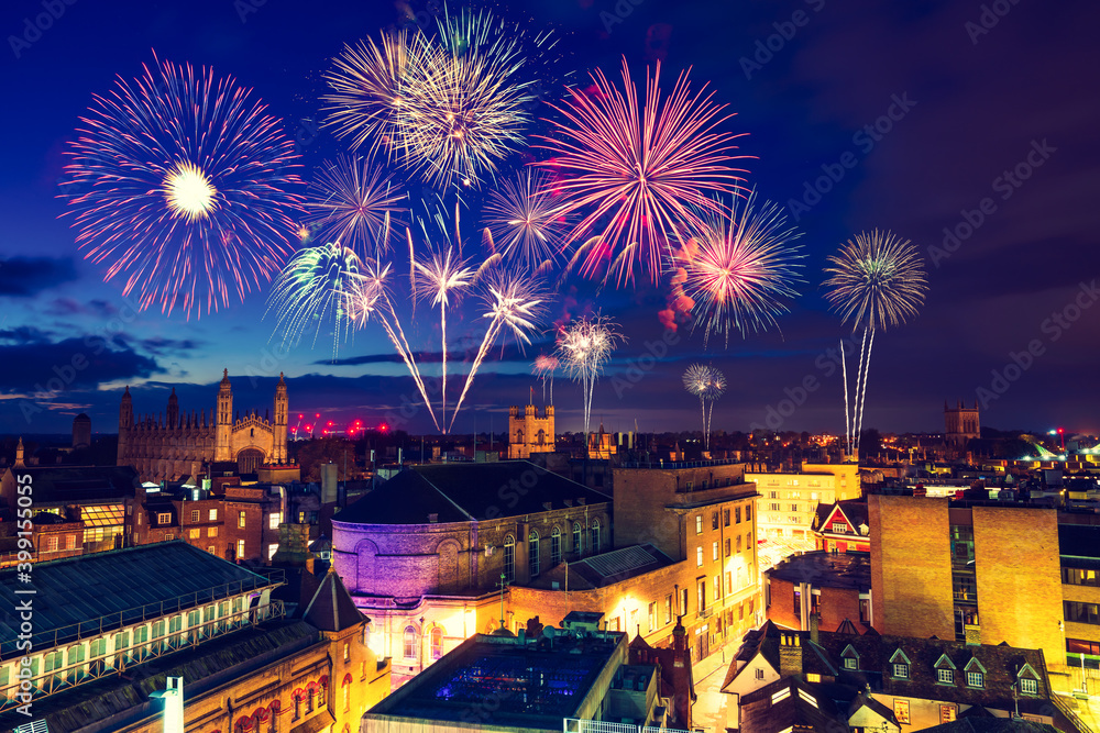 Canvas Prints fireworks display in cambridge. england