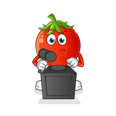tomato judge holds gavel illustration. character vector
