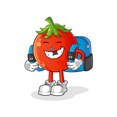 tomato goes to school vector. cartoon character