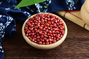 Red beans on the background of retro Chinese style