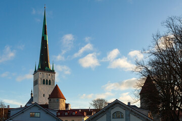 Fototapeta na wymiar View of St. Olaf's Church (Tallinn, Estonia)