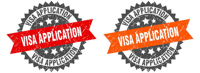 visa application band sign. visa application grunge stamp set