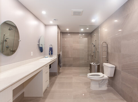 Accesible Handicap Washroom with Roll in Shower
