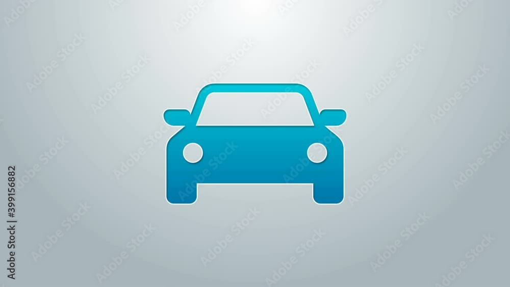 Sticker Blue line Car icon isolated on grey background. 4K Video motion graphic animation