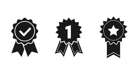 medal icon set. award, first place, approved and certified symbols. web design elements