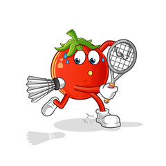 tomato playing badminton illustration. character vector
