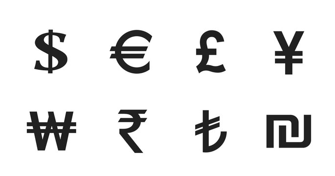 currency symbol set. world money signs. financial infographic design elements