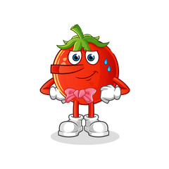 tomato lie like Pinocchio character. cartoon mascot vector