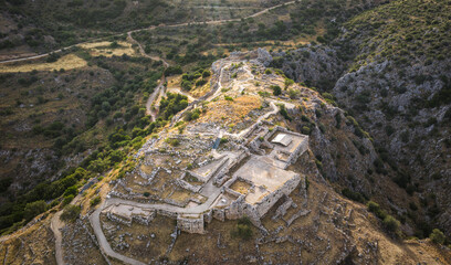 Mycenae's burial complex of the citadel of Mycenae. Archaeological of Mycenae in Peloponnese, Greece