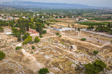 Fototapeta na wymiar Archaia Korinthos castle aerial view, greece