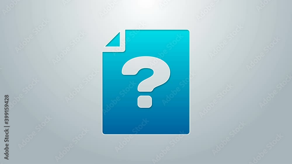 Poster blue line unknown document icon isolated on grey background. file with question mark. hold report, s