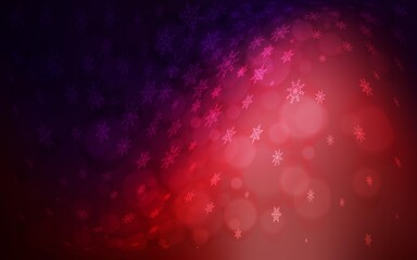 Dark Blue, Red vector background with xmas snowflakes. Snow on blurred abstract background with gradient. The pattern can be used for new year ad, booklets.