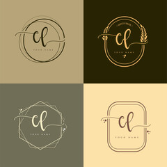 CL Initial handwriting logo vector sets. Hand lettering Initials logo branding, Feminine and luxury logo design.