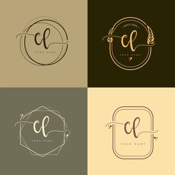CL Initial handwriting logo vector sets. Hand lettering Initials logo branding, Feminine and luxury logo design.