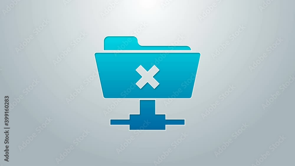 Poster blue line ftp cancel operation icon isolated on grey background. software update, transfer protocol,