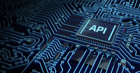 API - Application Programming Interface. Software development tool. Business, modern technology, internet and networking concept.