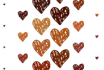 Fototapeta premium Light Red vector template with doodle hearts.