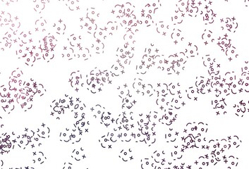 Light Purple, Pink vector background with arithmetic signs.