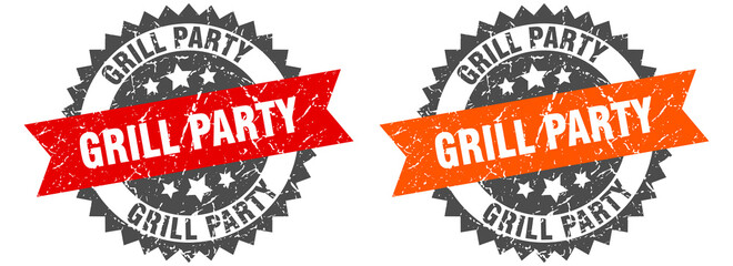 grill party band sign. grill party grunge stamp set