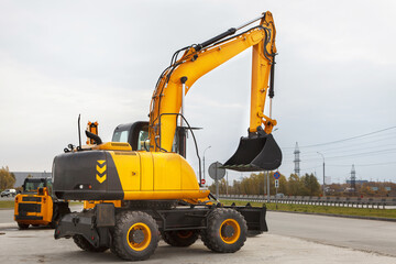 Yellow excavator.