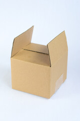 mockup cardboard brown on white background , container packaging
