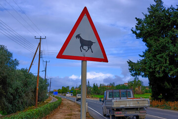 warning sign attention goats