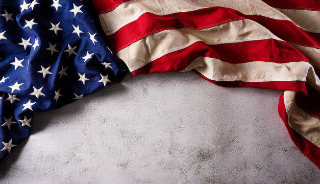 Happy Martin Luther King Day concept.  American flag againt dark stone background