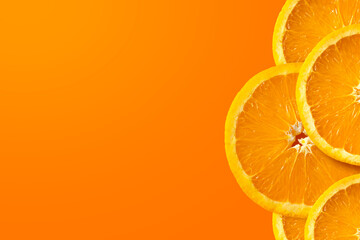 orange fruit on yellow and red background