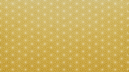 金色の背景素材　麻の葉　伝統　ゴールド　屏風　金屏風