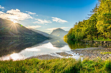Buttermere lake at sunrise. Lake District. England