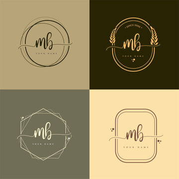 MB Initial handwriting logo vector sets. Hand lettering Initials logo branding, Feminine and luxury logo design.