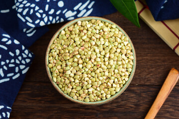Buckwheat rice on the background of retro Chinese style
