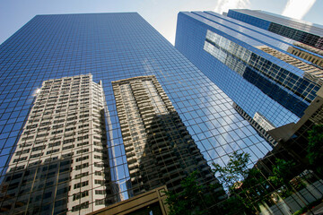 Fototapeta na wymiar View of Calgary's downtown with skyscrapers. Calgary Alberta Canada. 
