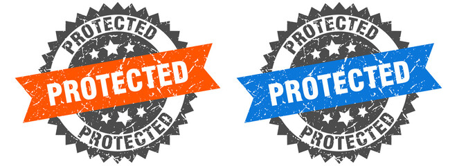 Obraz premium protected band sign. protected grunge stamp set