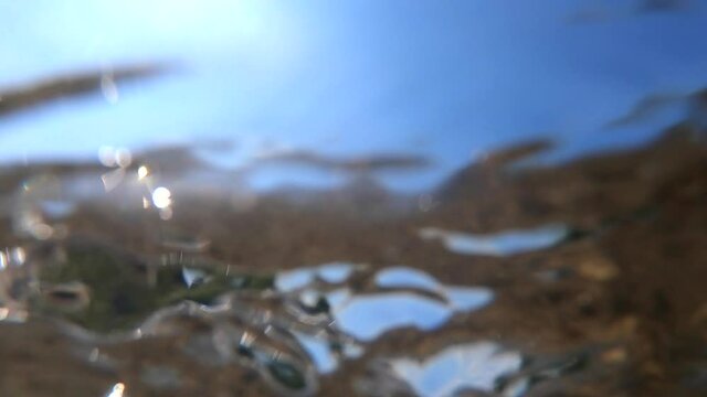 Abstract view of flowing water in the river from below